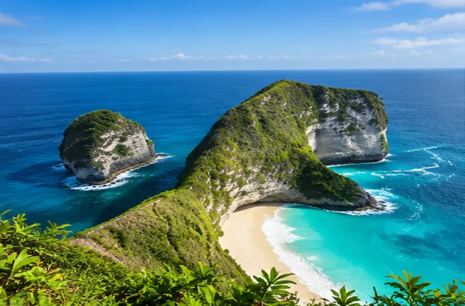 Ilustrasi pesisir tebing Nusa Penida Bali