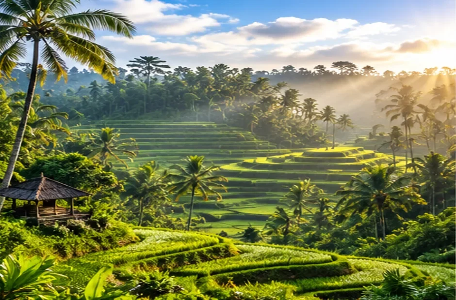 Ilustrasi sawah terasering Ubud Bali